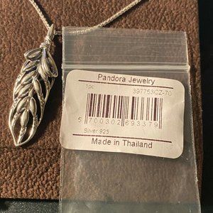 Sterling silver floating grain with CZ necklace 28